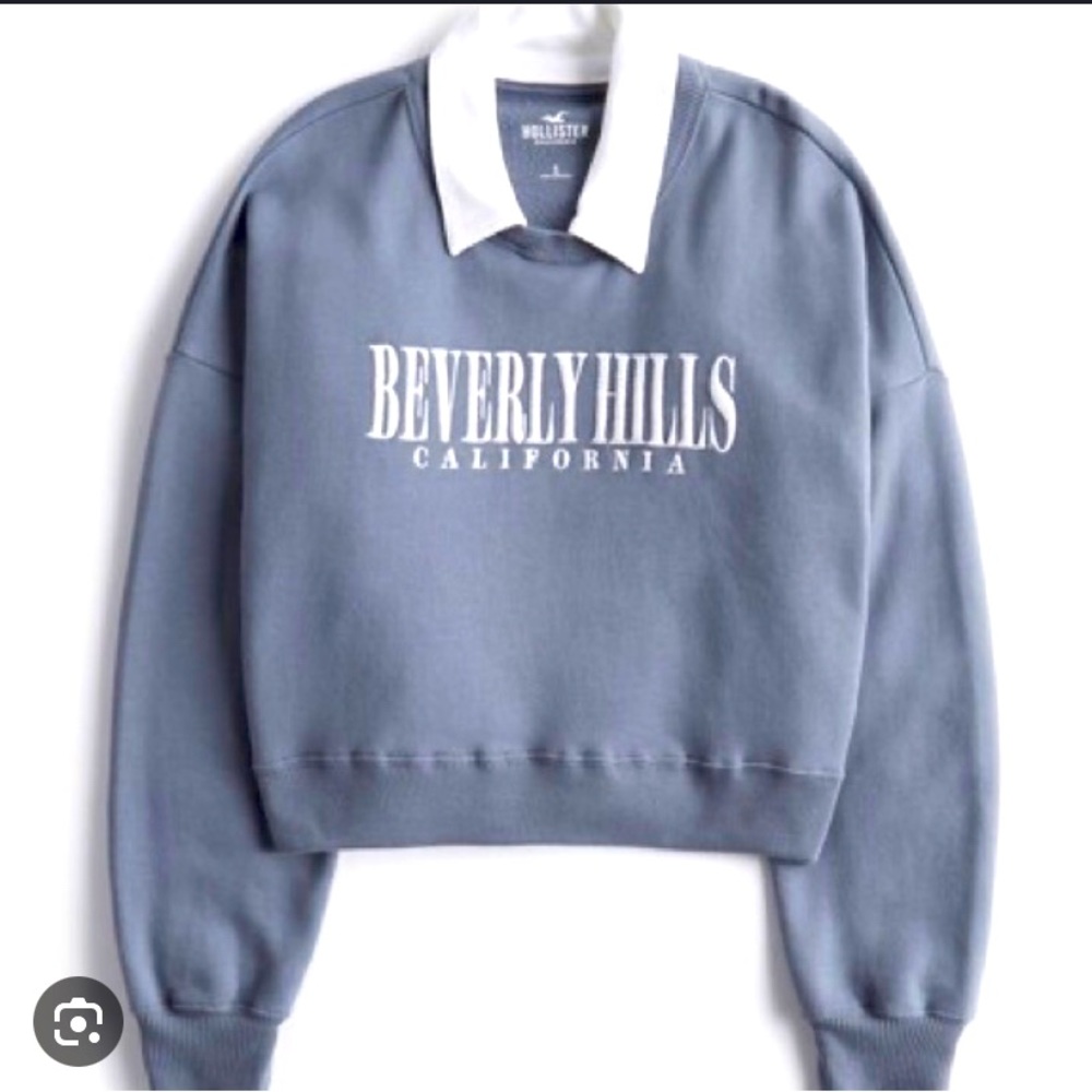 Hollister XXS Beverly Hills grey blue sweater with white collar